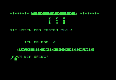 Tic Tac Toe Commodore PET Game
